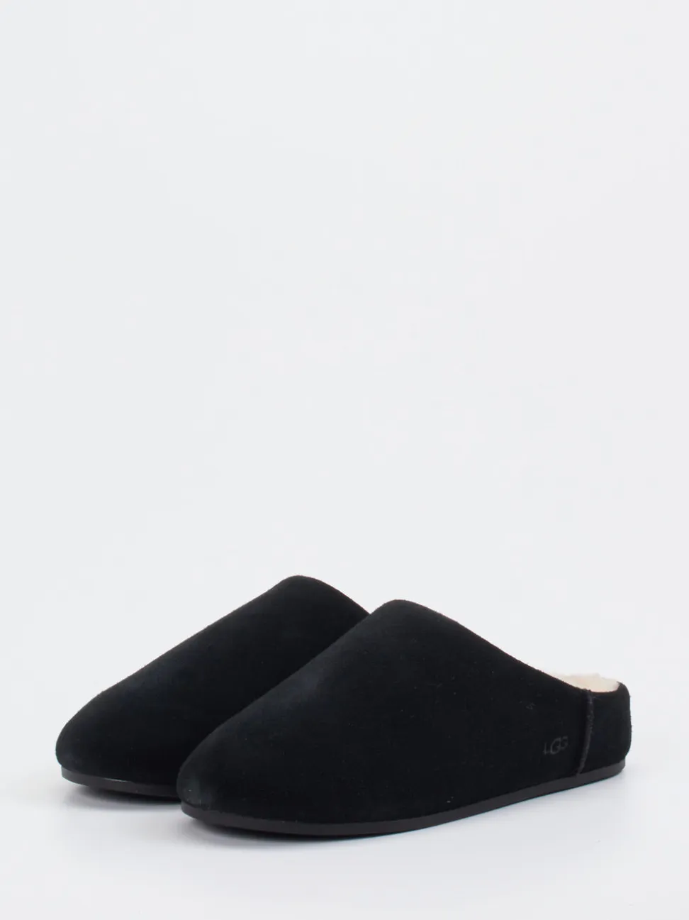 UGG – Hausschuhe aus Veloursleder mit Lammfell