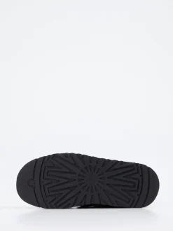 UGG – Hausschuhe aus Veloursleder mit Lammfell Schwarz