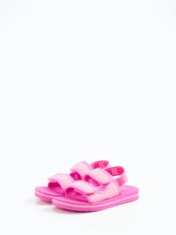 UGG – Klettsandalen aus Textil in Neonpink