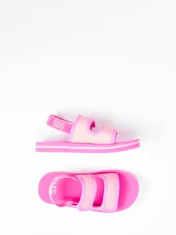 UGG – Klettsandalen aus Textil in Neonpink