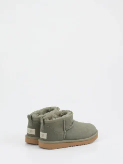 UGG – Lammfell-Boots aus Veloursleder olivgrün