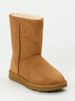 UGG – Lammfell-Boots aus Veloursleder cognacfarben