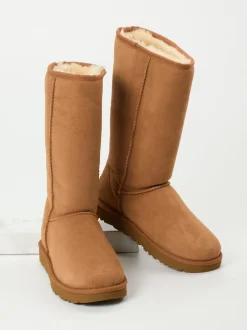UGG – Lammfell-Boots aus Veloursleder cognacbraun