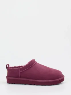 UGG – Lammfell-Hausschuh aus Veloursleder beerenrot
