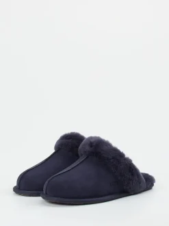 UGG – Lammfell-Pantoffeln aus Veloursleder dunkelblau