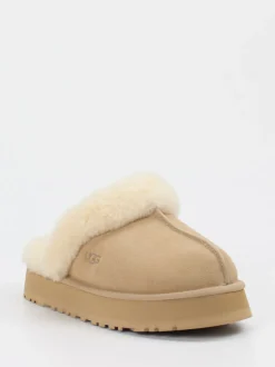 UGG – Lammfell-Pantoffeln aus Veloursleder Beigebraun