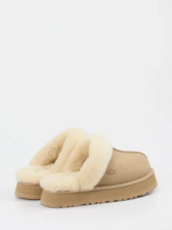 UGG – Lammfell-Pantoffeln aus Veloursleder Beigebraun
