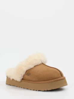 UGG – Lammfell-Pantoffeln aus Veloursleder karamellbraun