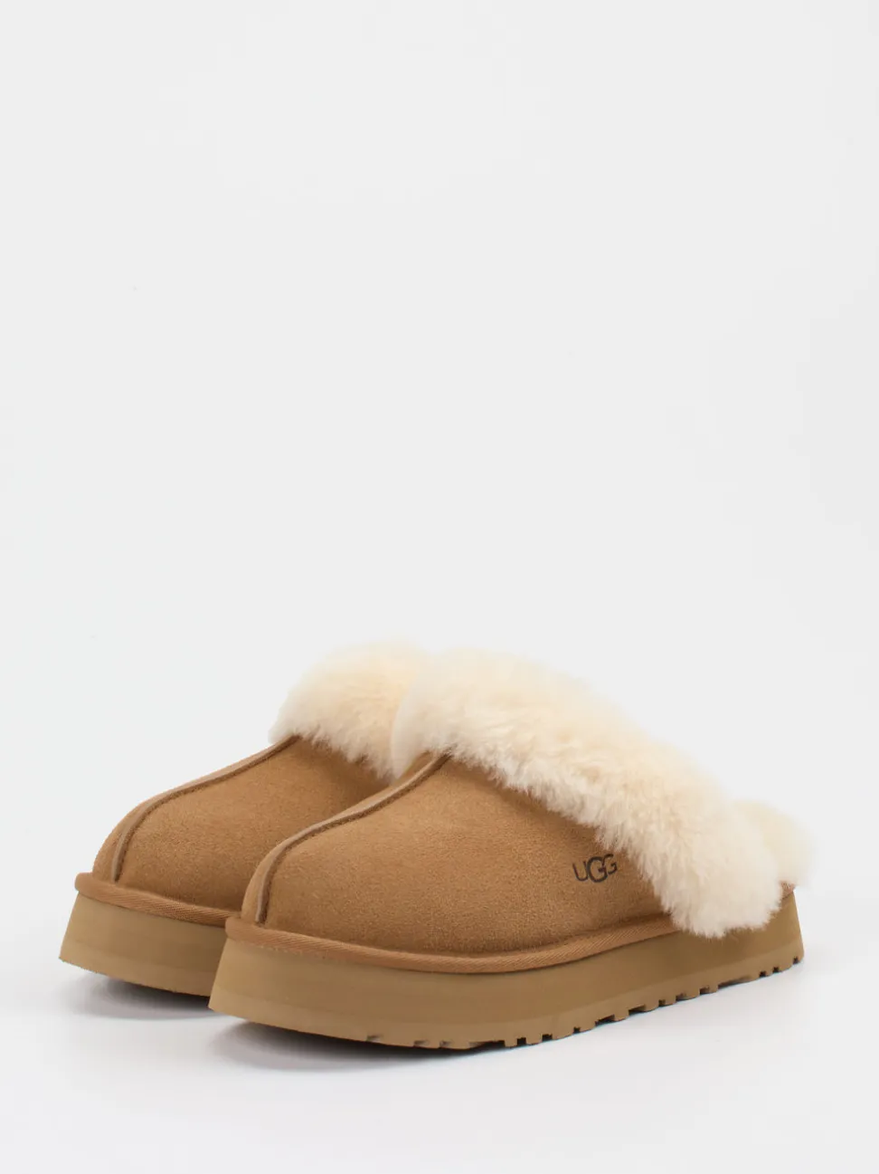 UGG – Lammfell-Pantoffeln aus Veloursleder karamellbraun