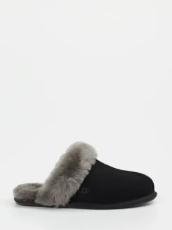 UGG – Lammfell-Pantoffeln aus Veloursleder schwarz