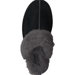 UGG – Lammfell-Pantoffeln aus Veloursleder schwarz