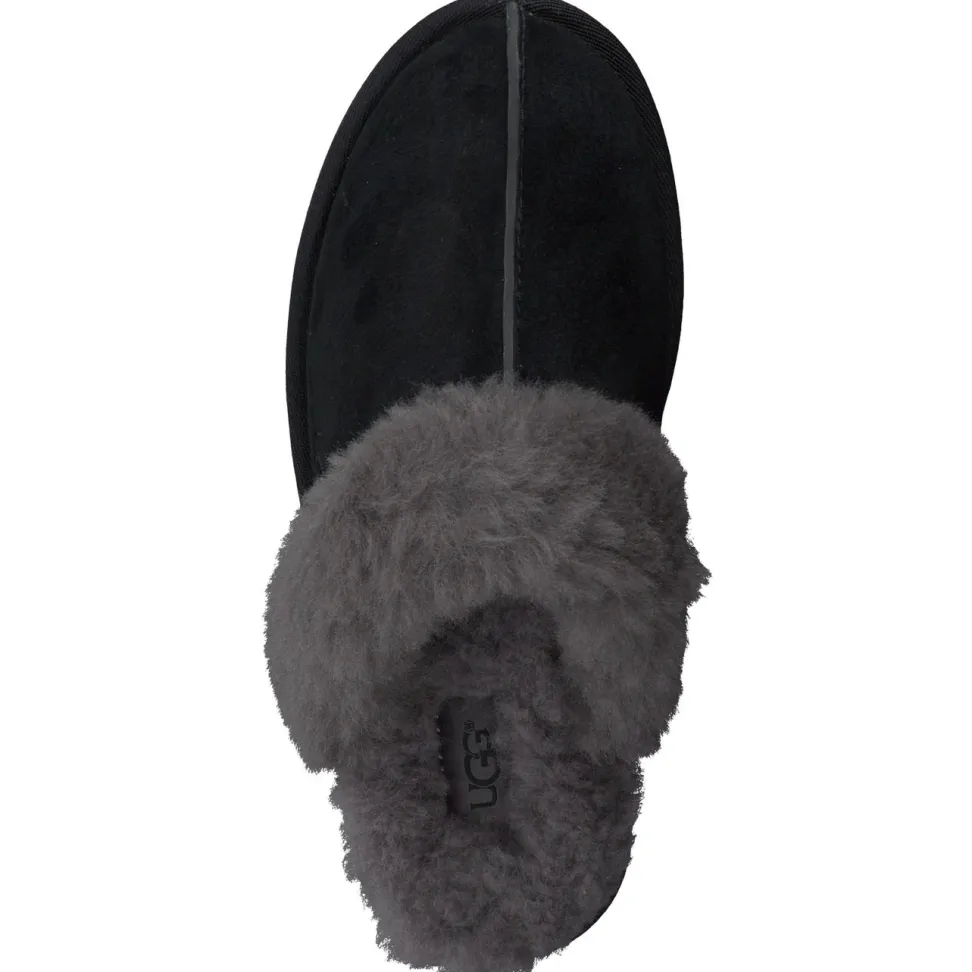 UGG – Lammfell-Pantoffeln aus Veloursleder schwarz