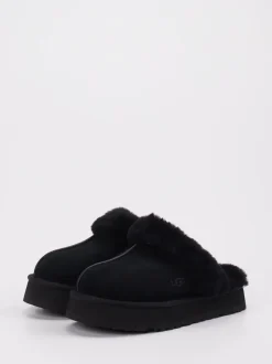 UGG – Lammfell-Pantoletten aus Veloursleder Schwarz