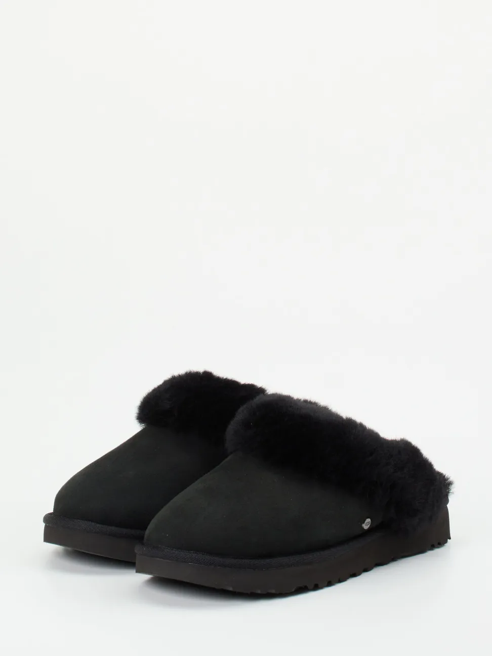 UGG – Lammfell-Pantoletten aus Veloursleder schwarz
