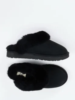 UGG – Lammfell-Pantoletten aus Veloursleder schwarz
