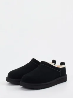 UGG – Lammfell-Slipper aus Veloursleder schwarz