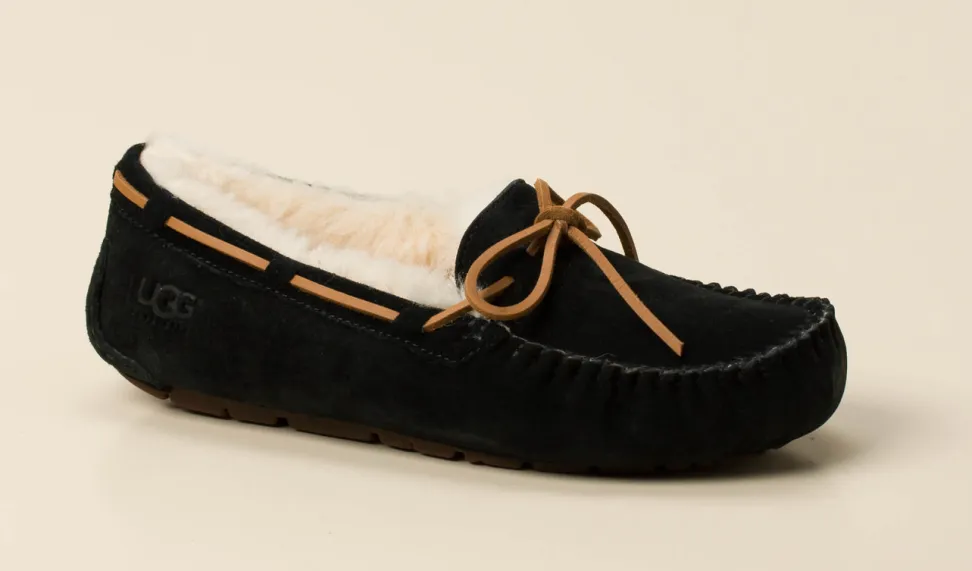 UGG – Mokassin-Hausschuh aus Veloursleder Schwarz