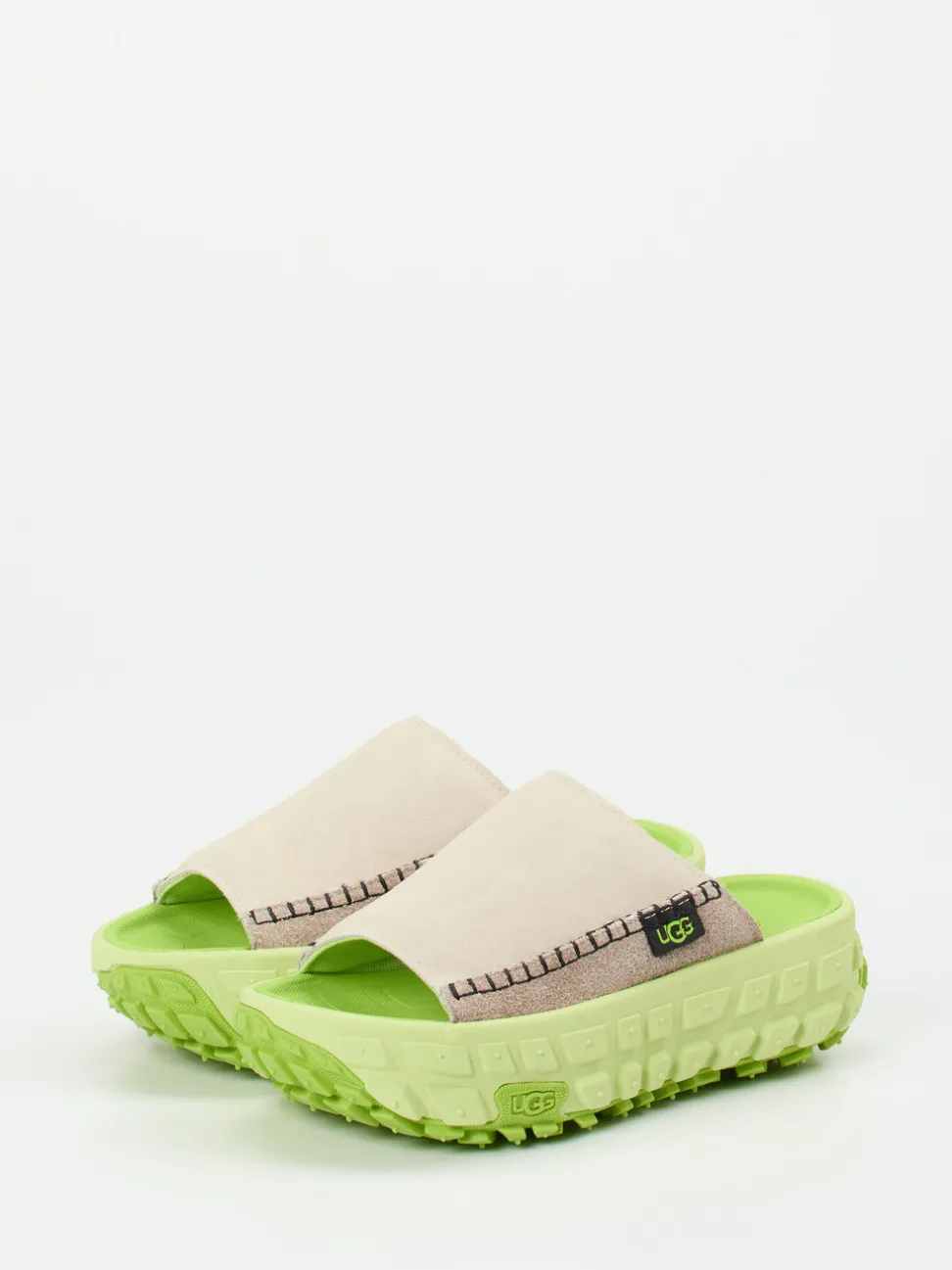 UGG – Pantolette aus Veloursleder in Beigegrau