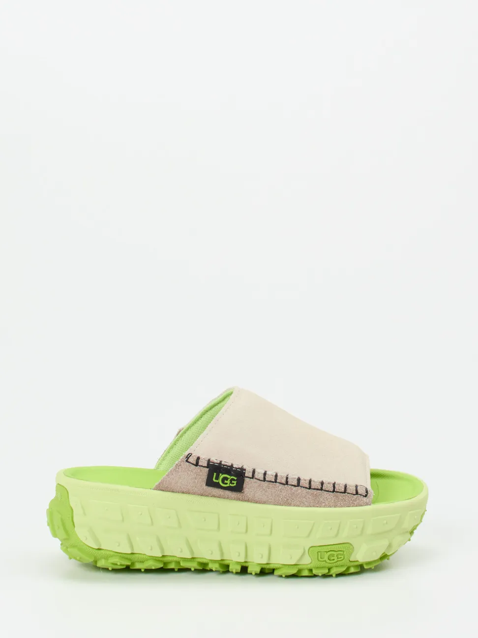 UGG – Pantolette aus Veloursleder in Beigegrau