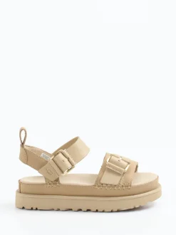 UGG – Plateau-Sandale aus Nubukleder Beige