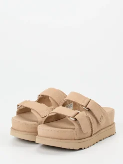 UGG – Plateau-Sandalen aus Veloursleder beige