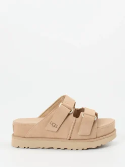 UGG – Plateau-Sandalen aus Veloursleder beige