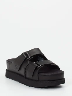 UGG – Plateau-Sandalen aus Kalbleder schwarz