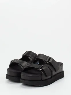 UGG – Plateau-Sandalen aus Kalbleder schwarz