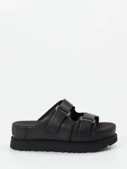UGG – Plateau-Sandalen aus Kalbleder schwarz