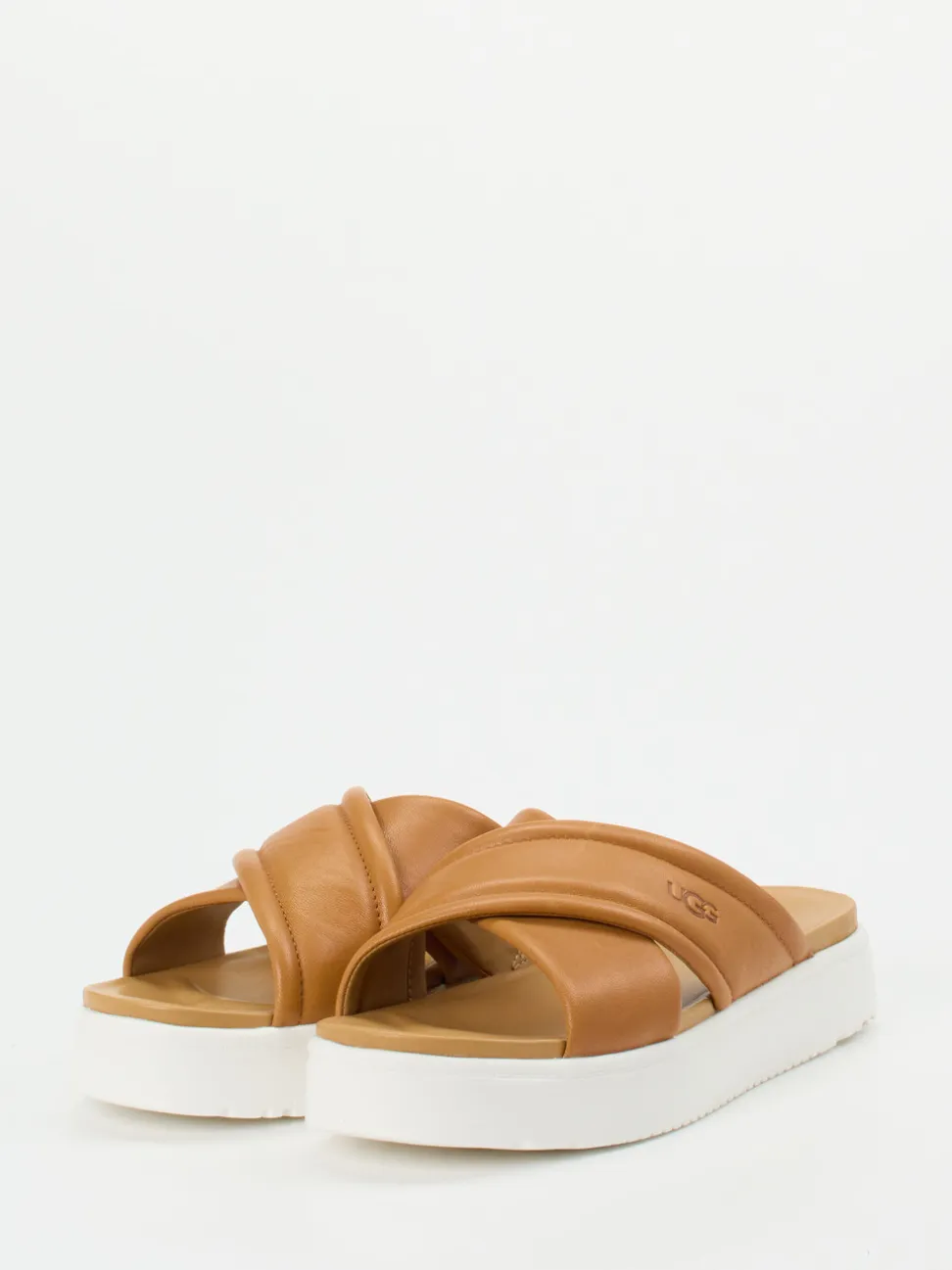 UGG – Plateau-Sandalen aus Kalbleder cognacfarben