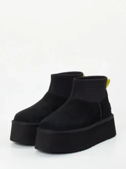UGG – Plateau-Stiefelette aus Veloursleder Schwarz