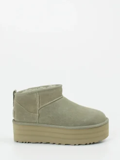 UGG – Plateau-Stiefelette aus Veloursleder Salbeigrün