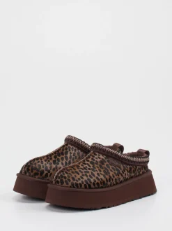 UGG – Plattform-Hausschuh aus Fell mit Leopardmuster