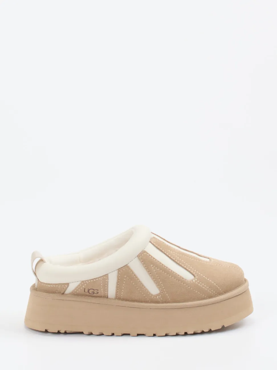 UGG – Plattform-Pantoletten aus Veloursleder Beige