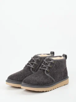 UGG – Schnürboots aus Veloursleder anthrazitgrau