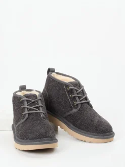 UGG – Schnürboots aus Veloursleder anthrazitgrau