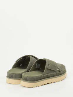 UGG – Slides aus Veloursleder in Olivgrün