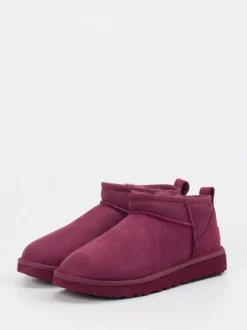 UGG – Stiefeletten aus Veloursleder beerenrot