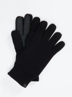 UGG – Strickhandschuhe aus Textil und Leder Schwarz