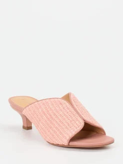 Unützer – Mules aus Kalbleder und Flechttextil rosa