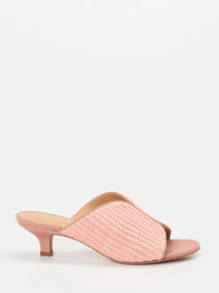 Unützer – Mules aus Kalbleder und Flechttextil rosa