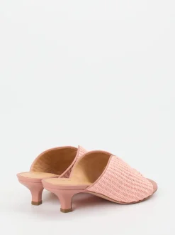 Unützer – Mules aus Kalbleder und Flechttextil rosa