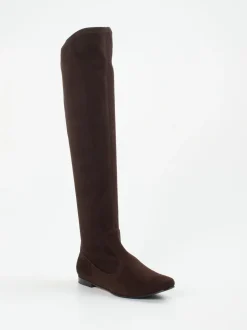 Unützer – Overknee-Stiefel aus Veloursleder Dunkelbraun