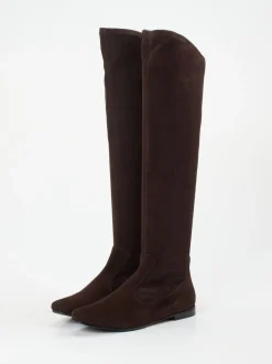 Unützer – Overknee-Stiefel aus Veloursleder Dunkelbraun