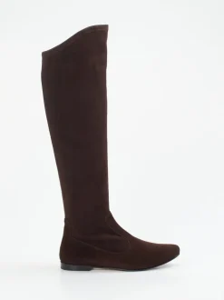 Unützer – Overknee-Stiefel aus Veloursleder Dunkelbraun