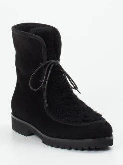 Unützer – Schnürstiefelette aus Veloursleder schwarz