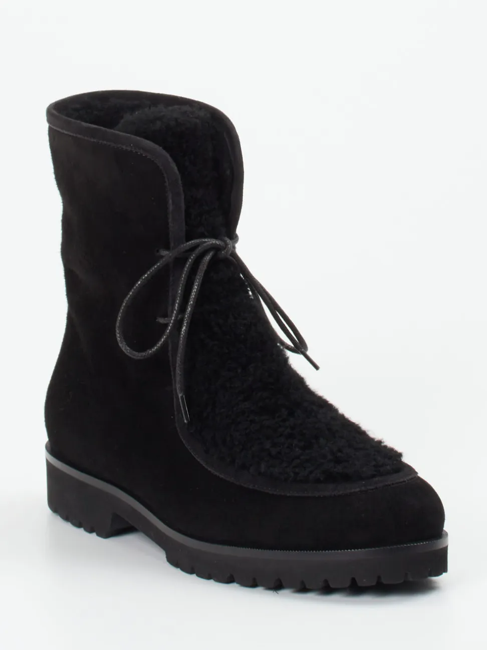 Unützer – Schnürstiefelette aus Veloursleder schwarz