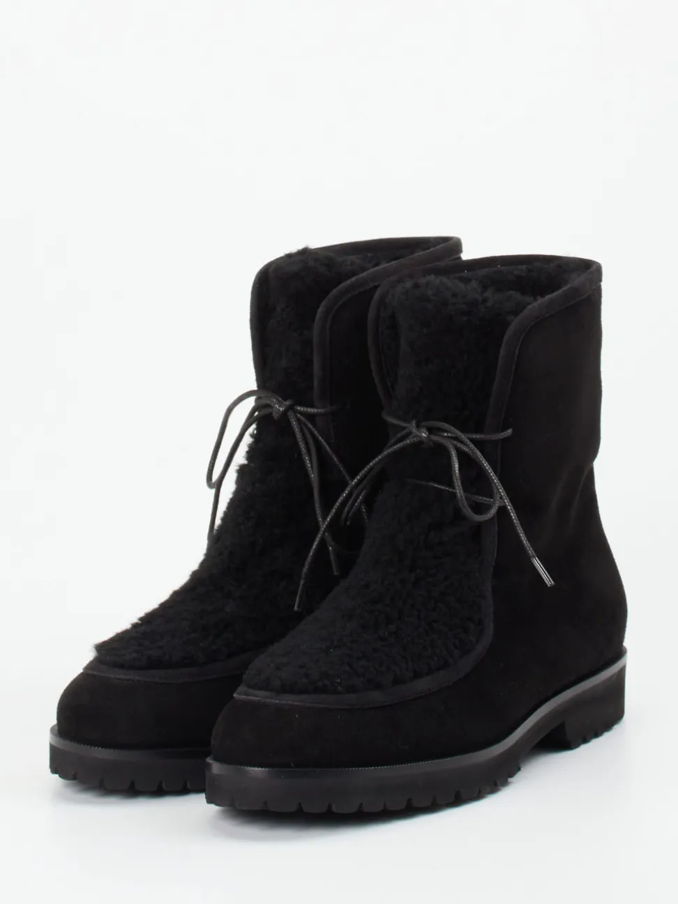 Unützer – Schnürstiefelette aus Veloursleder schwarz