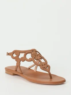 Unützer – Zehentrenner-Sandalen aus Kalbleder cognac