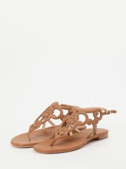 Unützer – Zehentrenner-Sandalen aus Kalbleder cognac